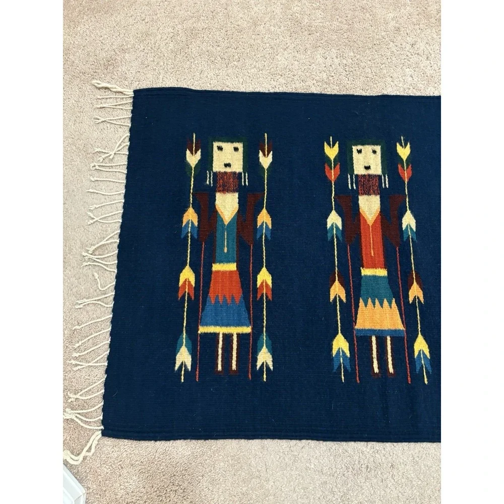 Vintage Handwoven Zapotec Indians Oaxacan Southwest Wool Rug 42
